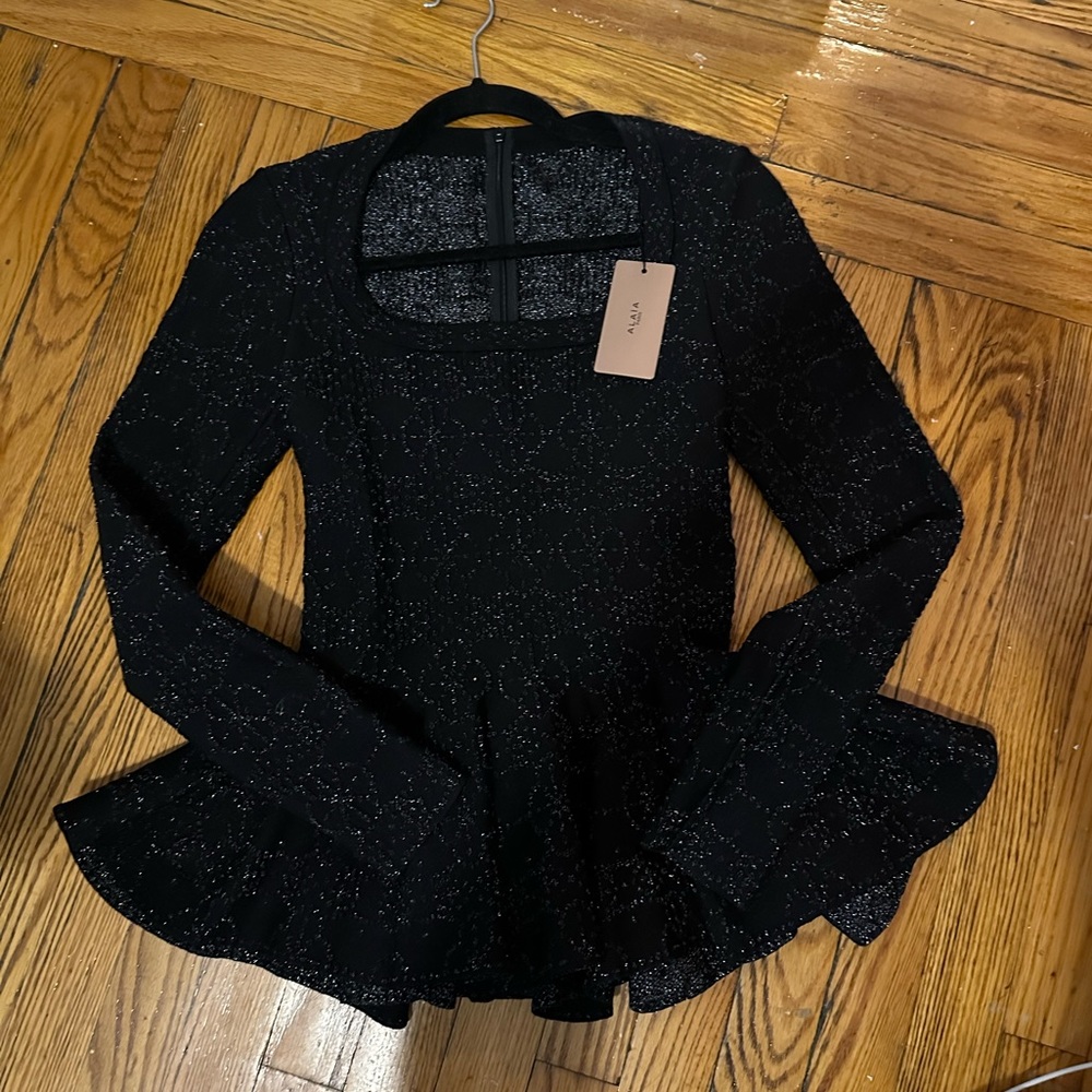 NWT!!! Alaia peplum black sparkle top size 38 (US 6) HOST PICK!!!!!!💗💗💗💗
